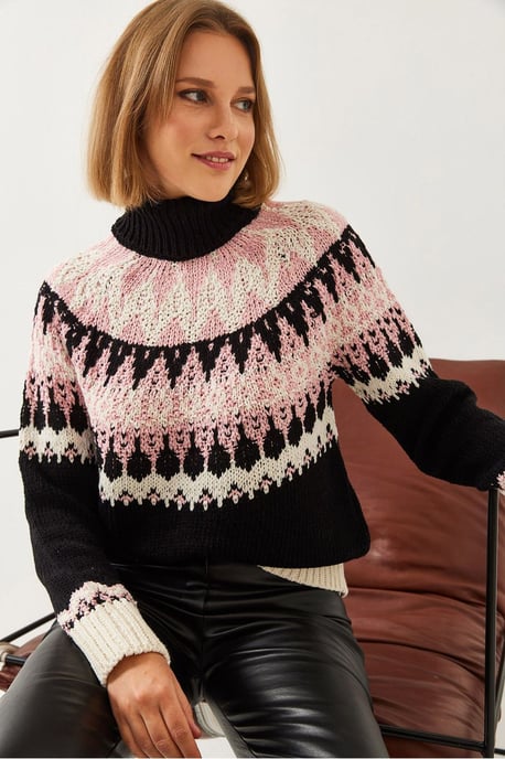 Rollkragen-Jacquard-Strickpullover - Image 3