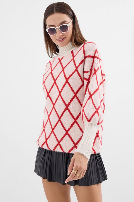 Oversized Turtleneck-Pullover mit geometrischem Muster - Image 3