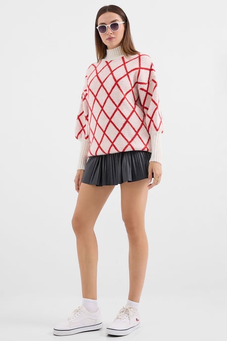 Oversized Turtleneck-Pullover mit geometrischem Muster - Image 4