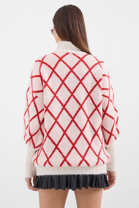 Oversized Turtleneck-Pullover mit geometrischem Muster - Image 6