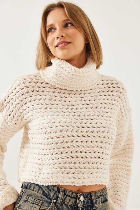 Strukturiertes, tailliertes Rollkragenpullover - Image 3