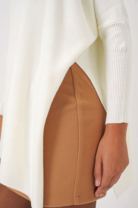 Schlitz-Detailierter Halber Rollkragen Lässiger Pullover - Image 6