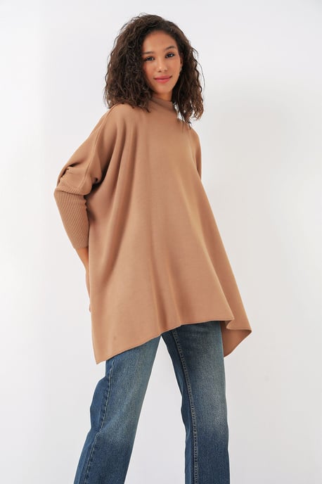 Schlitz-Details Halb-Stehkragen Lockere Sweatshirt - Image 2