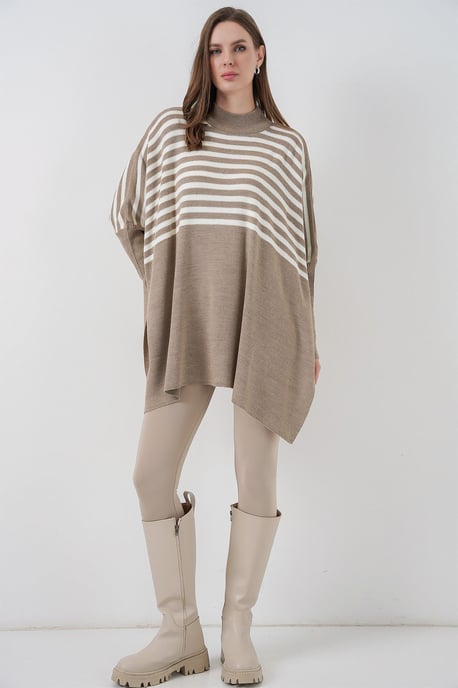 Schlitz-Details Halber Rollkragen Lässiger Pullover - Image 2