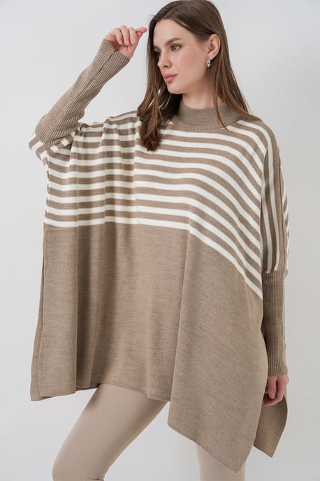 Schlitz-Details Halber Rollkragen Lässiger Pullover - Image 4
