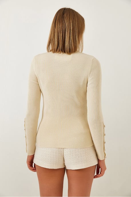 Strickpullover mit Stehkragen und Knopfmanschetten - Image 4