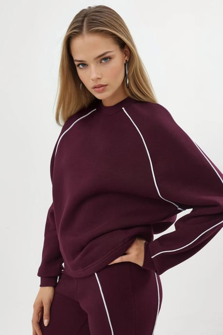 Sweatshirt mit kontrastierenden Bündchen und langen Ärmeln - Image 2