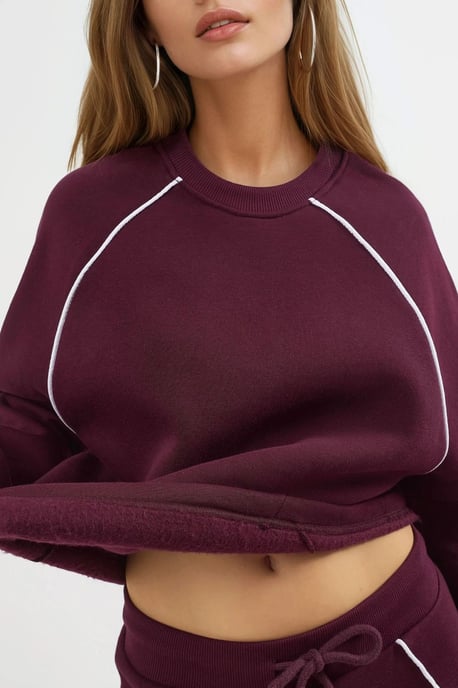 Sweatshirt mit kontrastierenden Bündchen und langen Ärmeln - Image 4