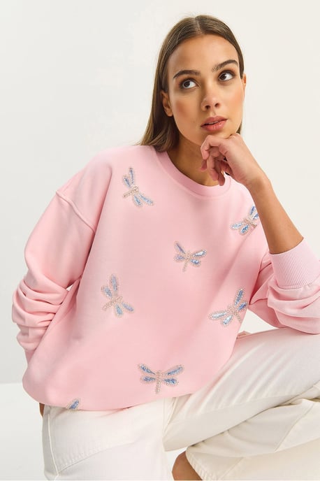 Libelle Bestickter Rundhals-Sweatshirt - Image 2