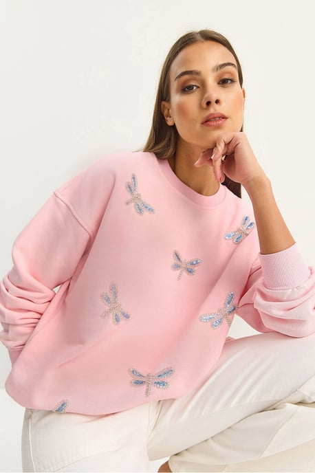 Libelle Bestickter Rundhals-Sweatshirt - Image 3