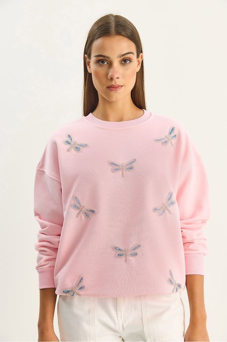 Libelle Bestickter Rundhals-Sweatshirt - Image 4