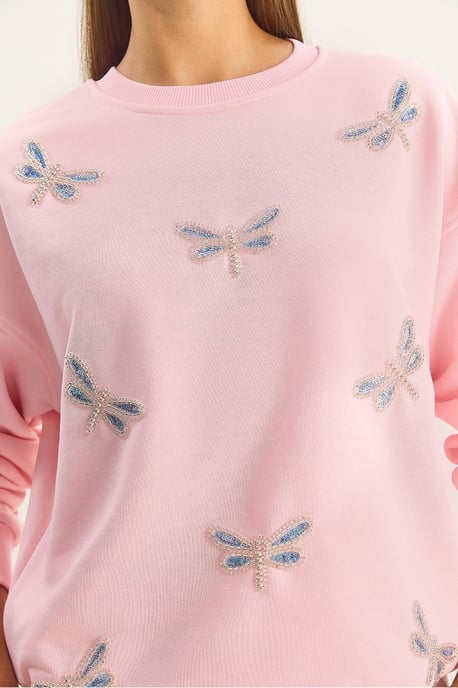 Libelle Bestickter Rundhals-Sweatshirt - Image 5