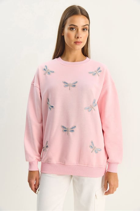Libelle Bestickter Rundhals-Sweatshirt - Image 6