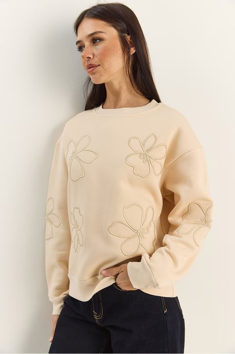 Bestickter Rundhals Langarm-Sweatshirt - Image 2