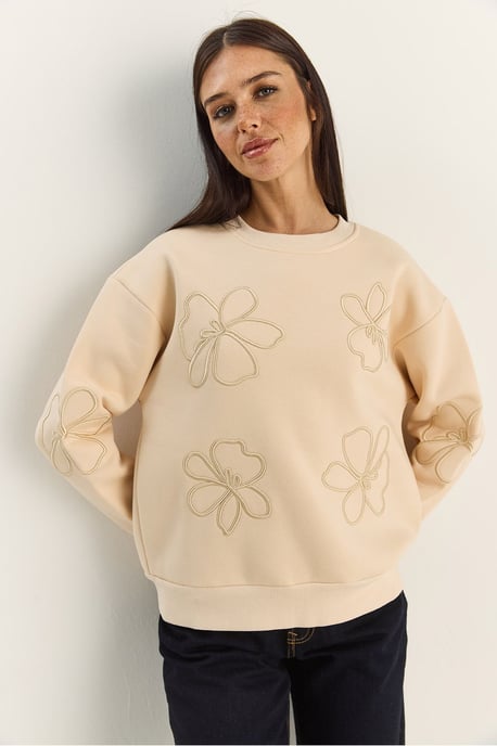 Bestickter Rundhals Langarm-Sweatshirt - Image 3