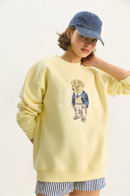 Lässiger Hoodie mit Druck und Rundhalsausschnitt - Image 2