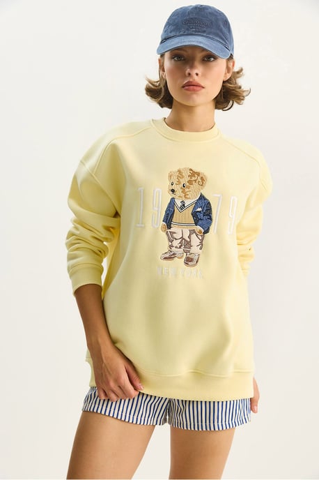Lässiger Hoodie mit Druck und Rundhalsausschnitt - Image 3