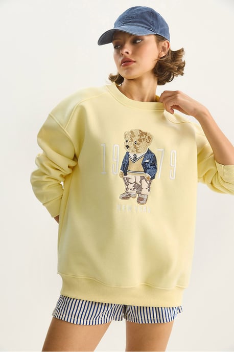 Lässiger Hoodie mit Druck und Rundhalsausschnitt - Image 4