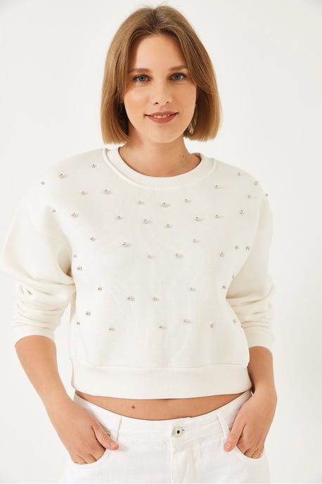Gemusterter Rundhals-Pullover mit Flicken - Image 2