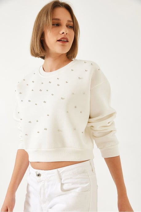 Gemusterter Rundhals-Pullover mit Flicken - Image 3