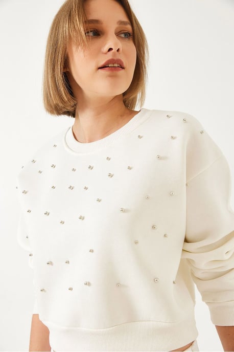 Gemusterter Rundhals-Pullover mit Flicken - Image 4