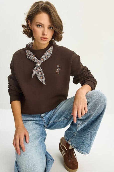 Bestickter Rundhalsausschnitt Sweatshirt - Image 2