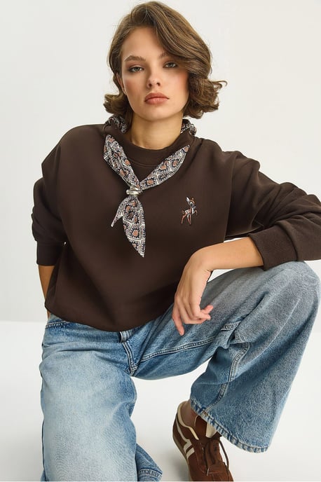Bestickter Rundhalsausschnitt Sweatshirt - Image 3