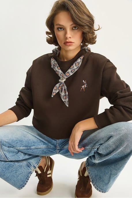 Bestickter Rundhalsausschnitt Sweatshirt - Image 4