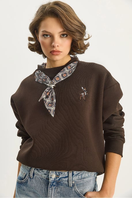 Bestickter Rundhalsausschnitt Sweatshirt - Image 5