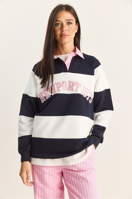 Übergroßes Polo-Kragen Besticktes Sweatshirt - Image 2