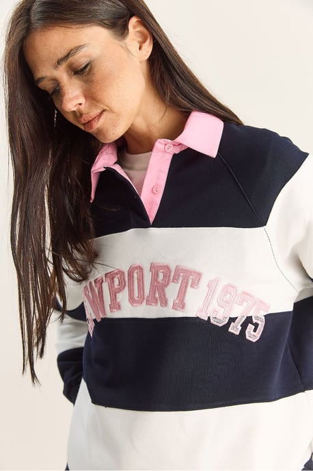 Übergroßes Polo-Kragen Besticktes Sweatshirt - Image 4