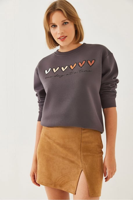 Herz-Muster Crew-Neck Sweatshirt - Image 3