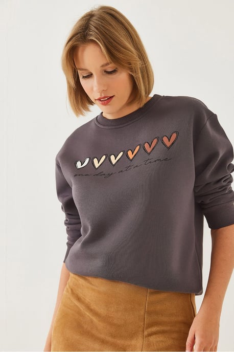 Herz-Muster Crew-Neck Sweatshirt - Image 4