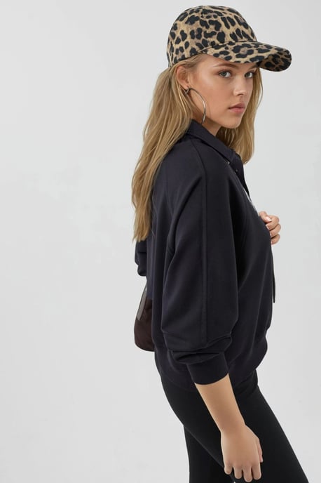 Polo-Kragen Langarm Relaxed Fit Sweatshirt - Image 4