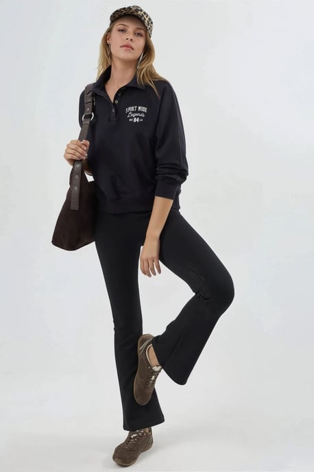 Polo-Kragen Langarm Relaxed Fit Sweatshirt - Image 5