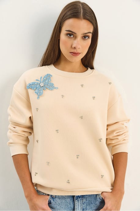 Bestickter Rundhals Langarm-Sweatshirt - Image 2