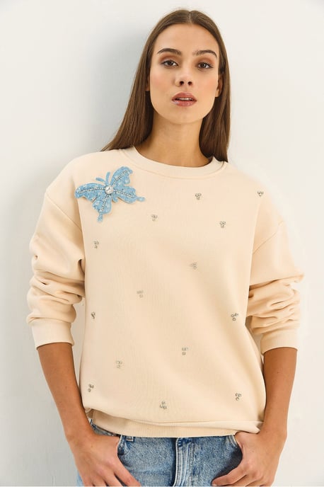 Bestickter Rundhals Langarm-Sweatshirt - Image 3