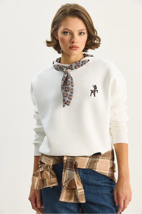 Bestickter Rundhalsausschnitt Sweatshirt - Image 2