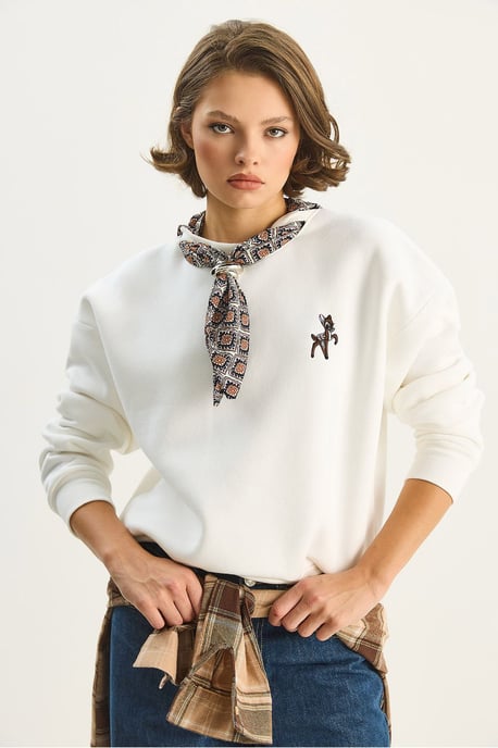Bestickter Rundhalsausschnitt Sweatshirt - Image 3