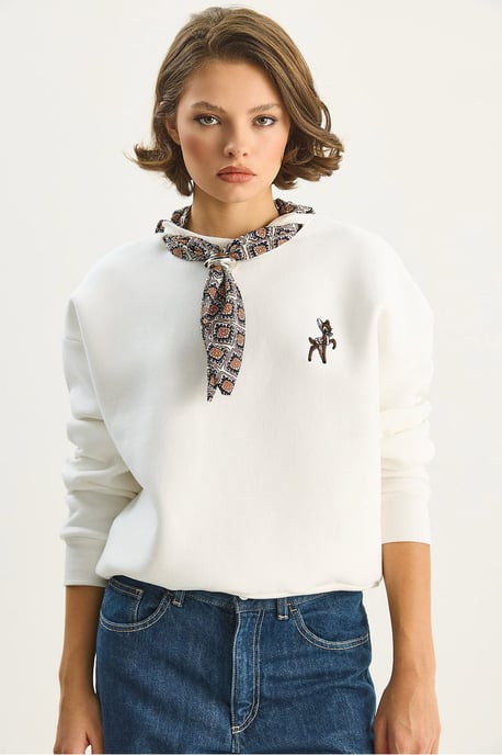 Bestickter Rundhalsausschnitt Sweatshirt - Image 4