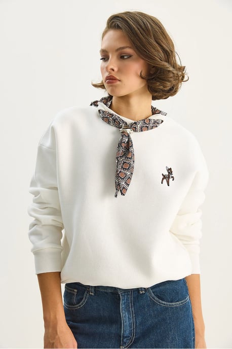 Bestickter Rundhalsausschnitt Sweatshirt - Image 5