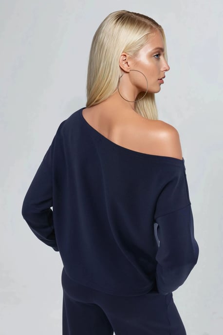 Asymmetrischer Kragen Relaxed Fit Sweatshirt - Image 3