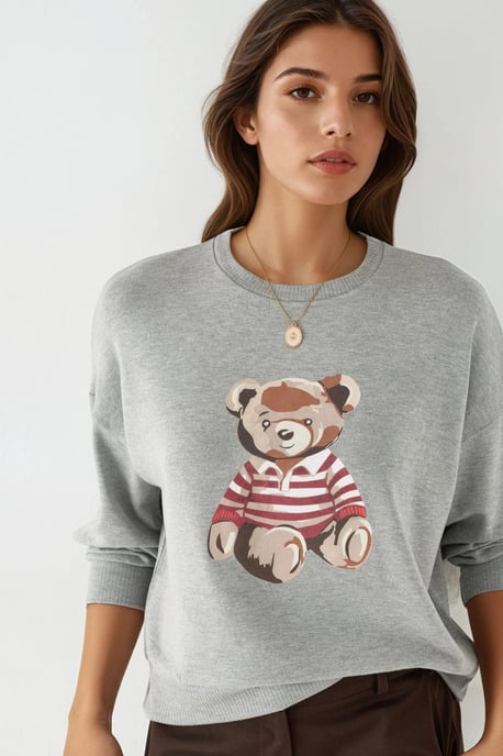 Bedruckter Rundhalsausschnitt Sweatshirt mit langen Ärmeln - Image 2