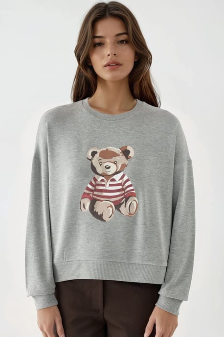 Bedruckter Rundhalsausschnitt Sweatshirt mit langen Ärmeln - Image 6