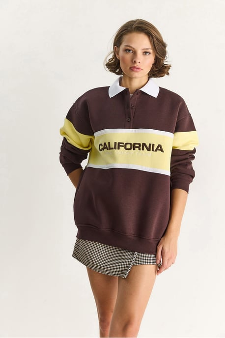 Übergroßer bedruckter Polo-Kragen-Sweatshirt - Image 2