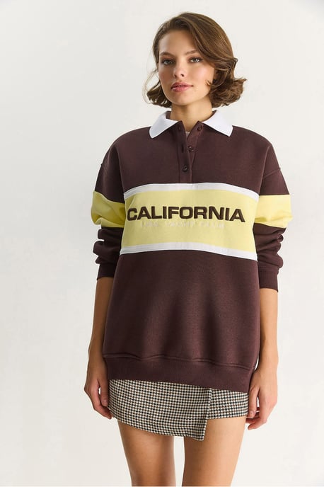 Übergroßer bedruckter Polo-Kragen-Sweatshirt - Image 3