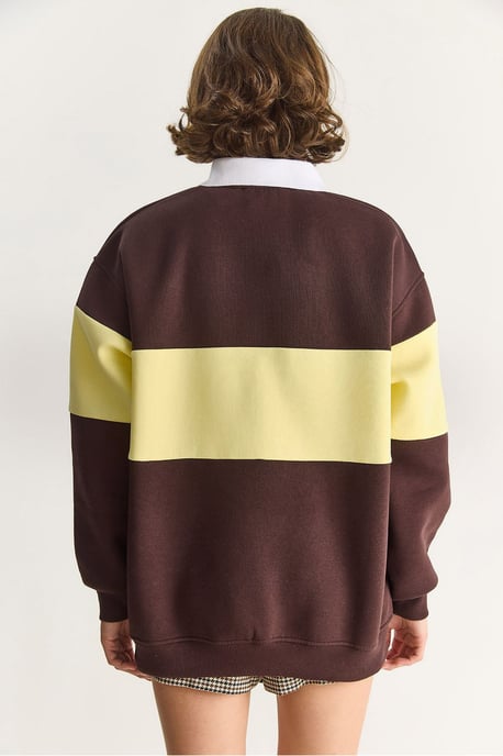 Übergroßer bedruckter Polo-Kragen-Sweatshirt - Image 6