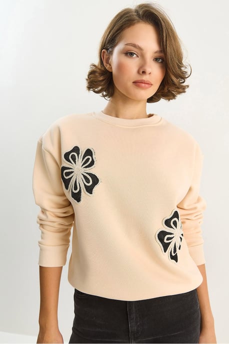 Bestickter Rundhals Baumwollpullover - Image 3