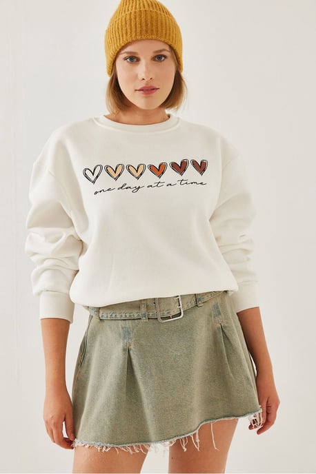 Herz-Muster Crew-Neck Sweatshirt - Image 3
