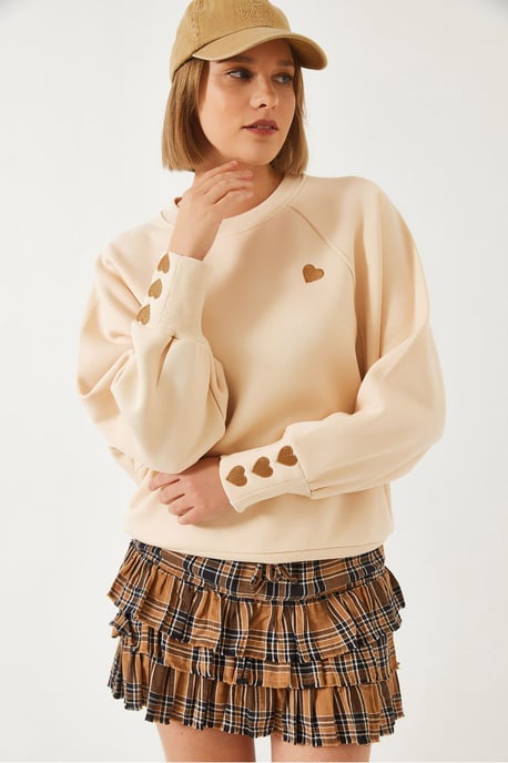 Gestickter Rundhalsausschnitt Langarm-Sweatshirt - Image 5